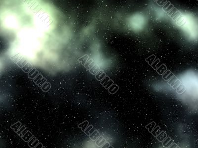 glowing green gas nebula