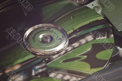 Hard drive with abstract reflection