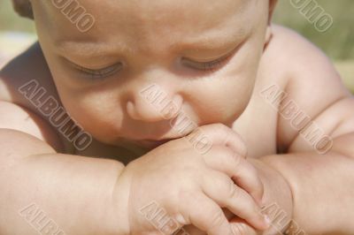 portrait of a thoughtful baby