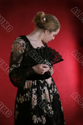 young lady with fan