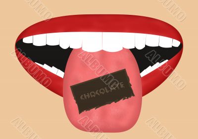 Mouth Eating Piece of Chocolate Mouth Eating Piece of Chocolate