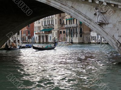 the bridge and gondolas in venice. italy the bridge and gondolas in venice. italy
