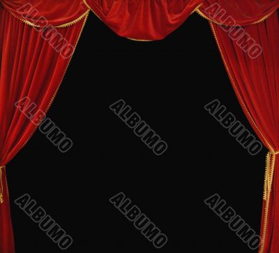 Red  Theater Curtain Background on Black