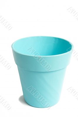 cyan plant pot over white