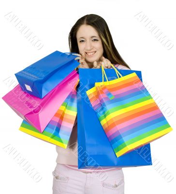 happy teen with her shopping