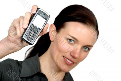 beautiful girl showing her mobile