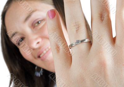 beautiful girl wearing an engagement ring