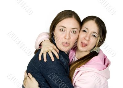 female young girls with tongues out