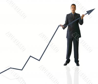 busines man holding graph