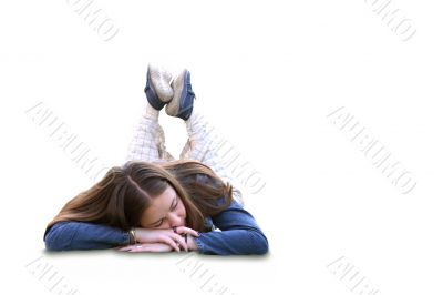 casual girl sleeping