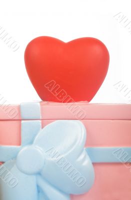 Love heart on a ppink present box