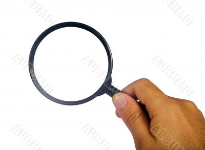 hand with magnifying glass