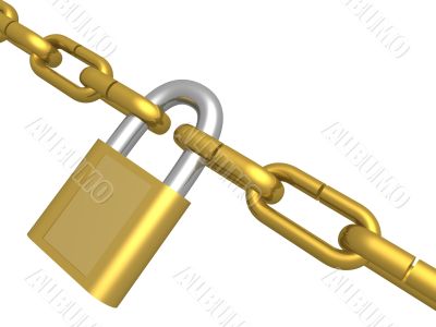 Hanging circuit closed on the lock. 3D image