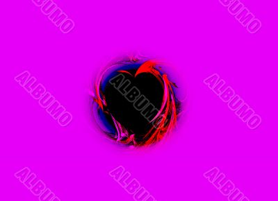 black heart in purple and red surround black heart in purple and red surround