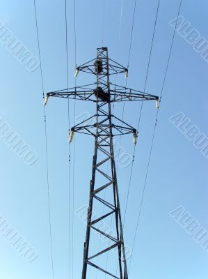 electric column on blue sky