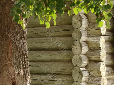 wooden house fragment