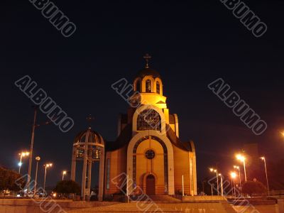 Evening illumination of church