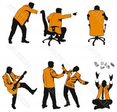 Vector humorous silhouettes of business people