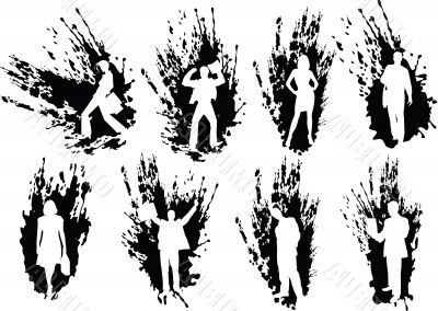Silhouettes business people in splats