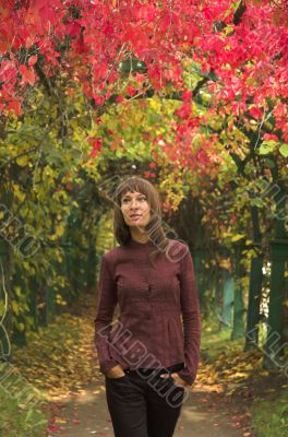 The beautiful girl in autumn park