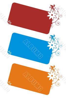Three colorful banner with floral ornaments