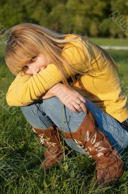 blond girl squatting blond girl squatting