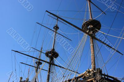 Masts of ancient battleship