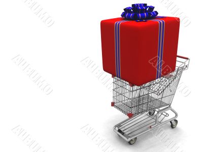 light cart with a large gift