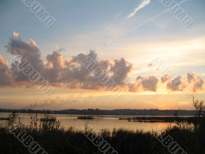 landscape with the river and clouds