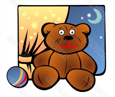 Toy bear and ball