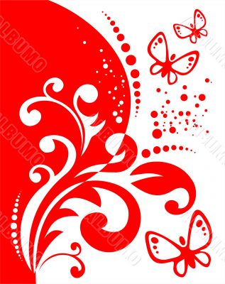 Red decor and butterflies