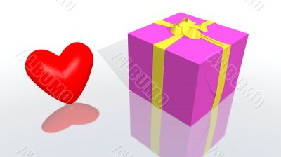 purple gift with yellow ribbon