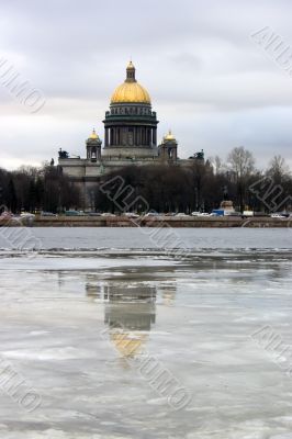 Cathedral on a background of Neva