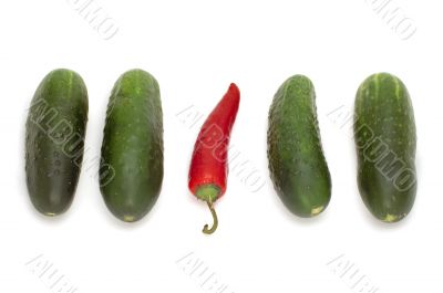 red pepper and cucumber