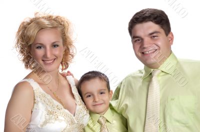 happy family portrait, over white