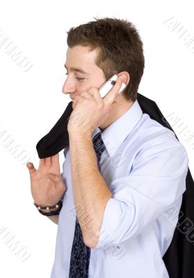 business man smiling on mobile phone
