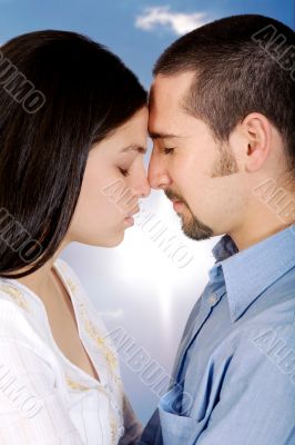 beautiful couple in love outdoors