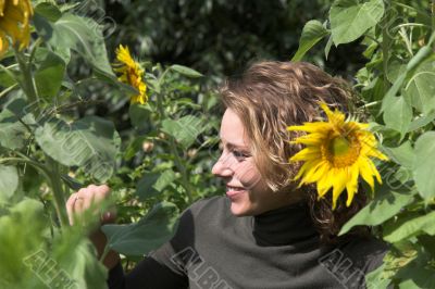 Hiding behind the sunflowers
