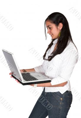 casual girl browsing on a laptop