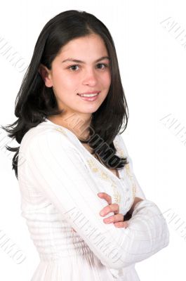 casual girl in white