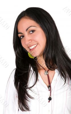 beautiful young girl in white blouse