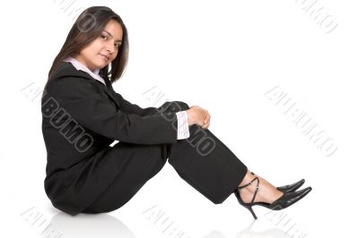 business girl sitting on the floor