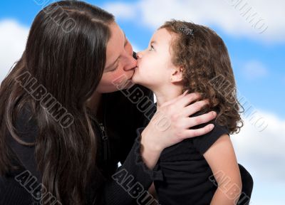 beautyful girl with her mum - clipping path