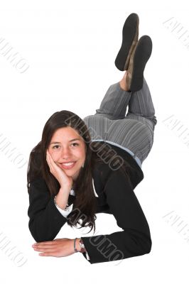 friendly business woman on the floor