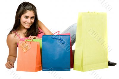 beautiful girl with shopping bags