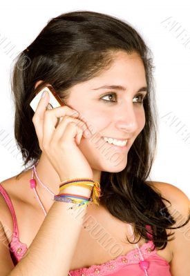 beautiful girl talking on the phone