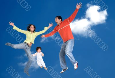 happy family in the air