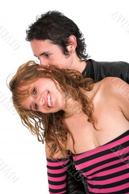 beautiful couple on white