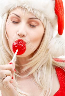 santa helper with lollipop