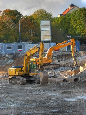 two bulldozers